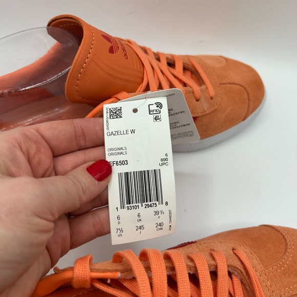 RARE NWT Adidas Gazelle ‘Orange Red' EF6503 The Originals W 7.5 M 6 - Picture 15 of 16